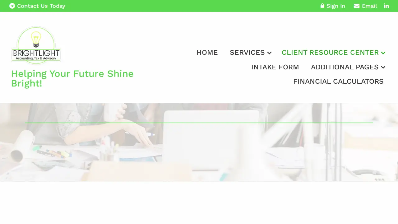 Brightlight Bookkeeping page