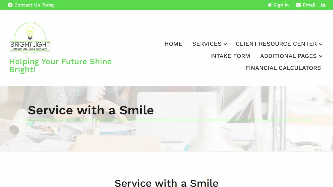 Brightlight Bookkeeping page
