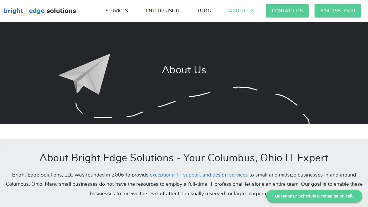 Bright Edge Solutions page
