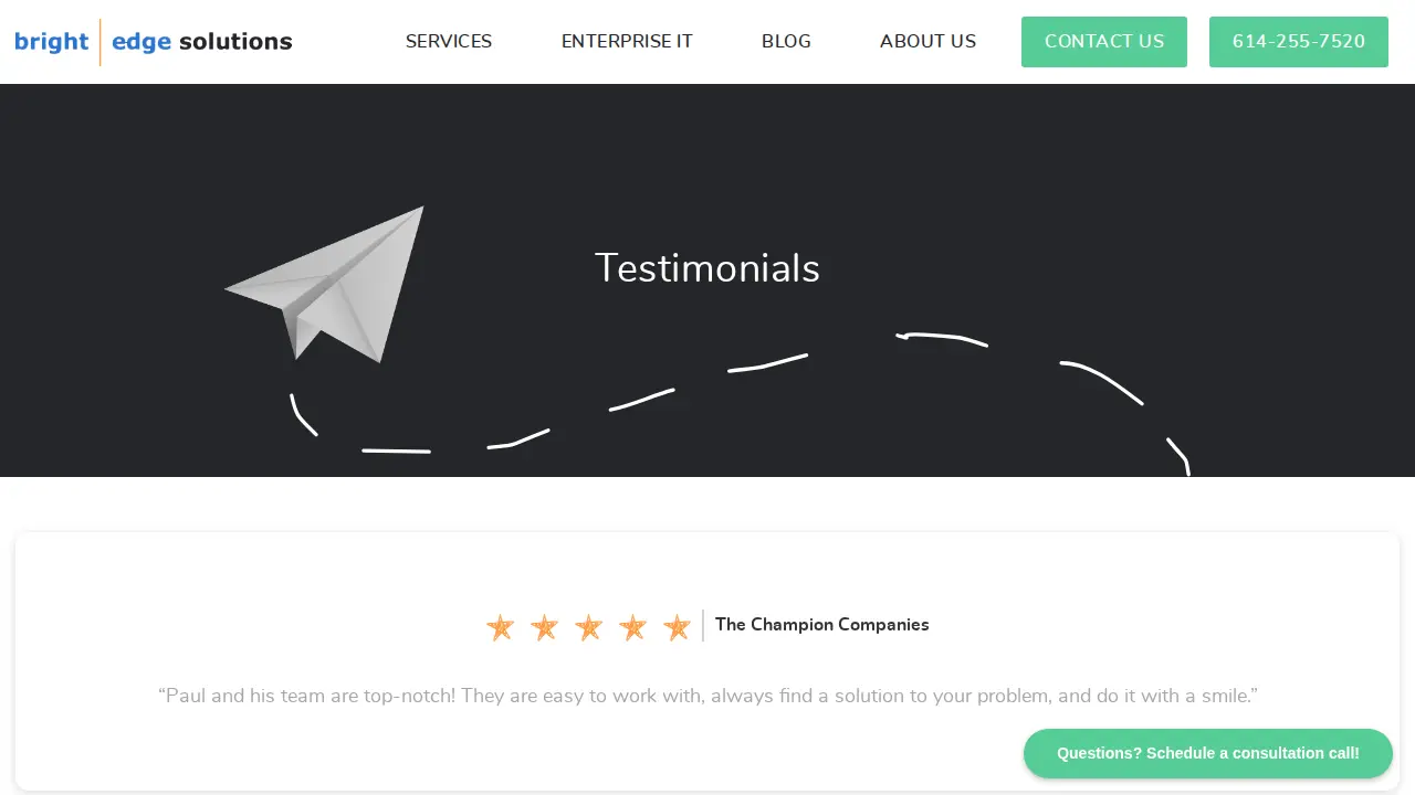 Bright Edge Solutions page
