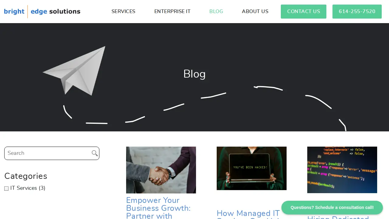 Bright Edge Solutions page