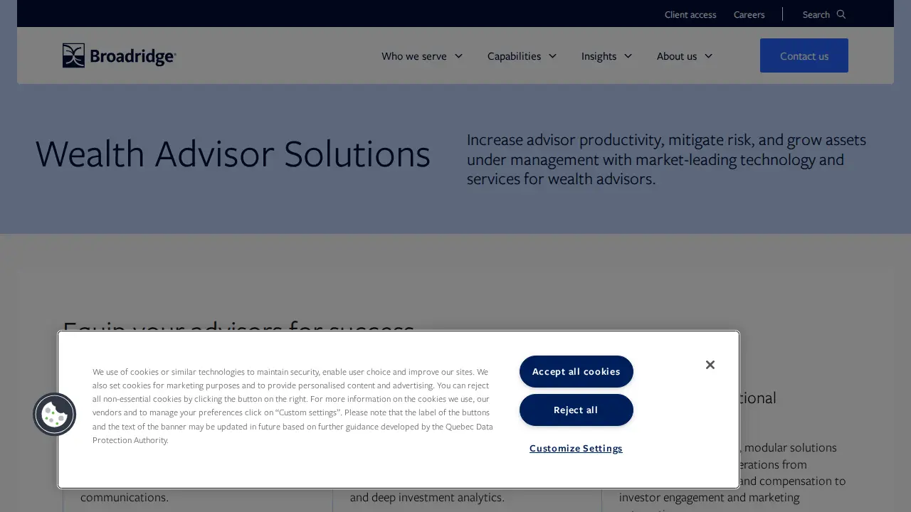 Broadridge Financial Solutions page