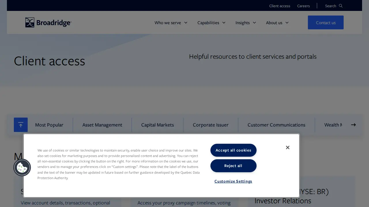 Broadridge Financial Solutions page