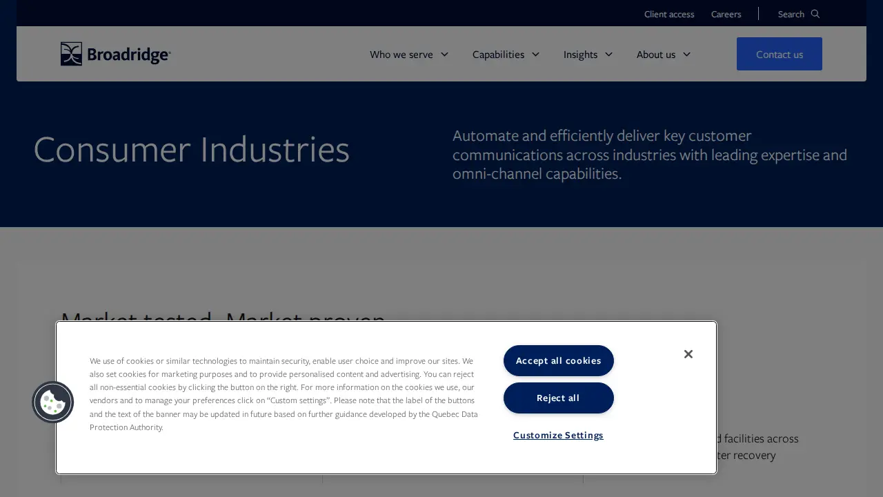 Broadridge Financial Solutions page