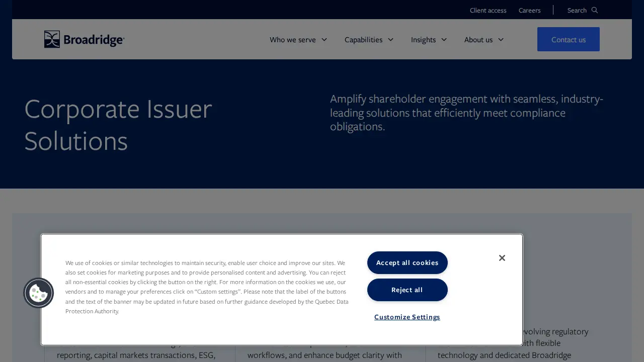 Broadridge Financial Solutions page