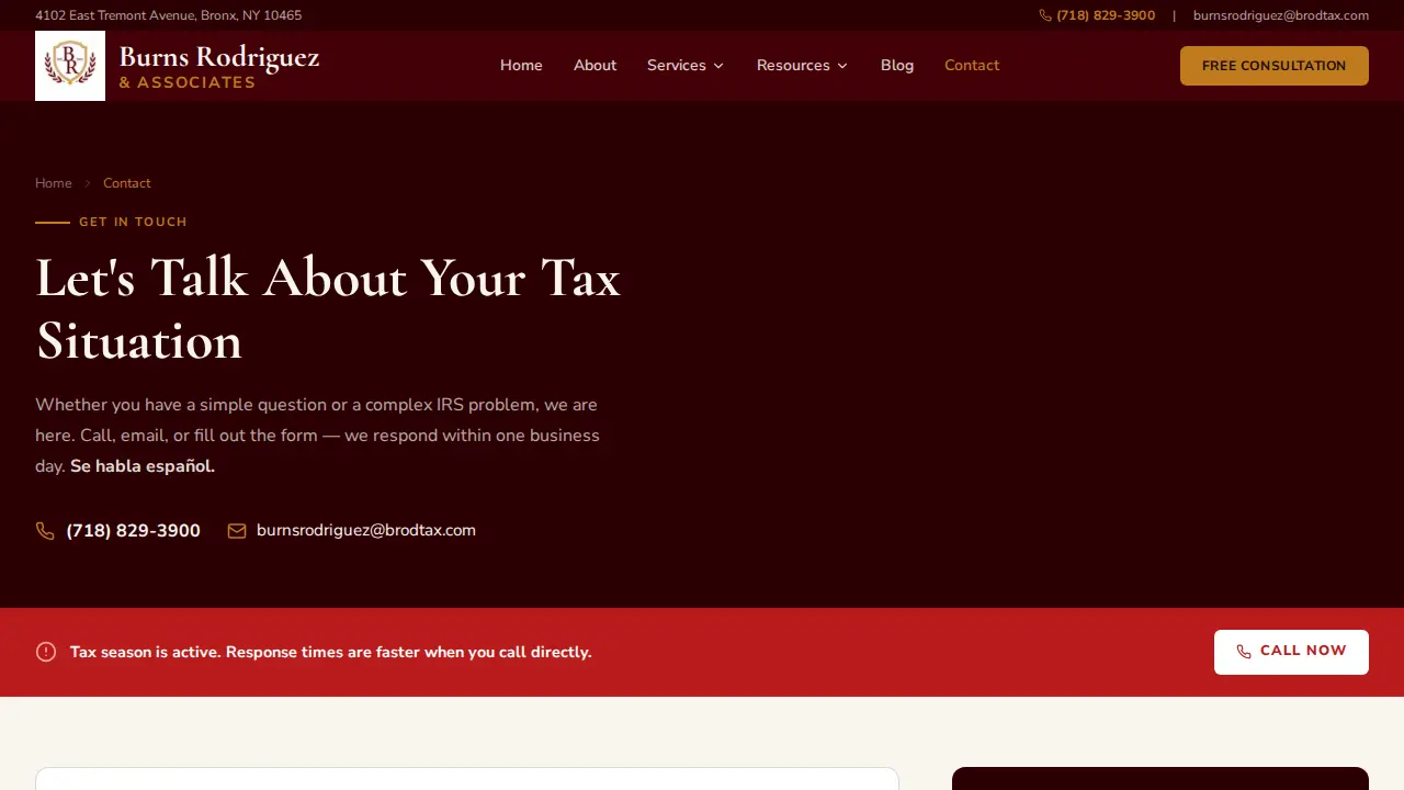 Burns Rodriguez & Associates Tax Services page
