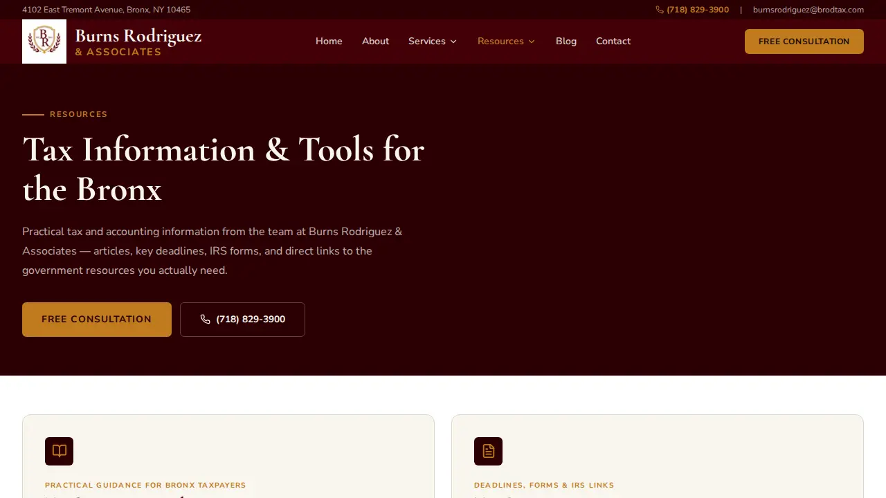 Burns Rodriguez & Associates Tax Services page
