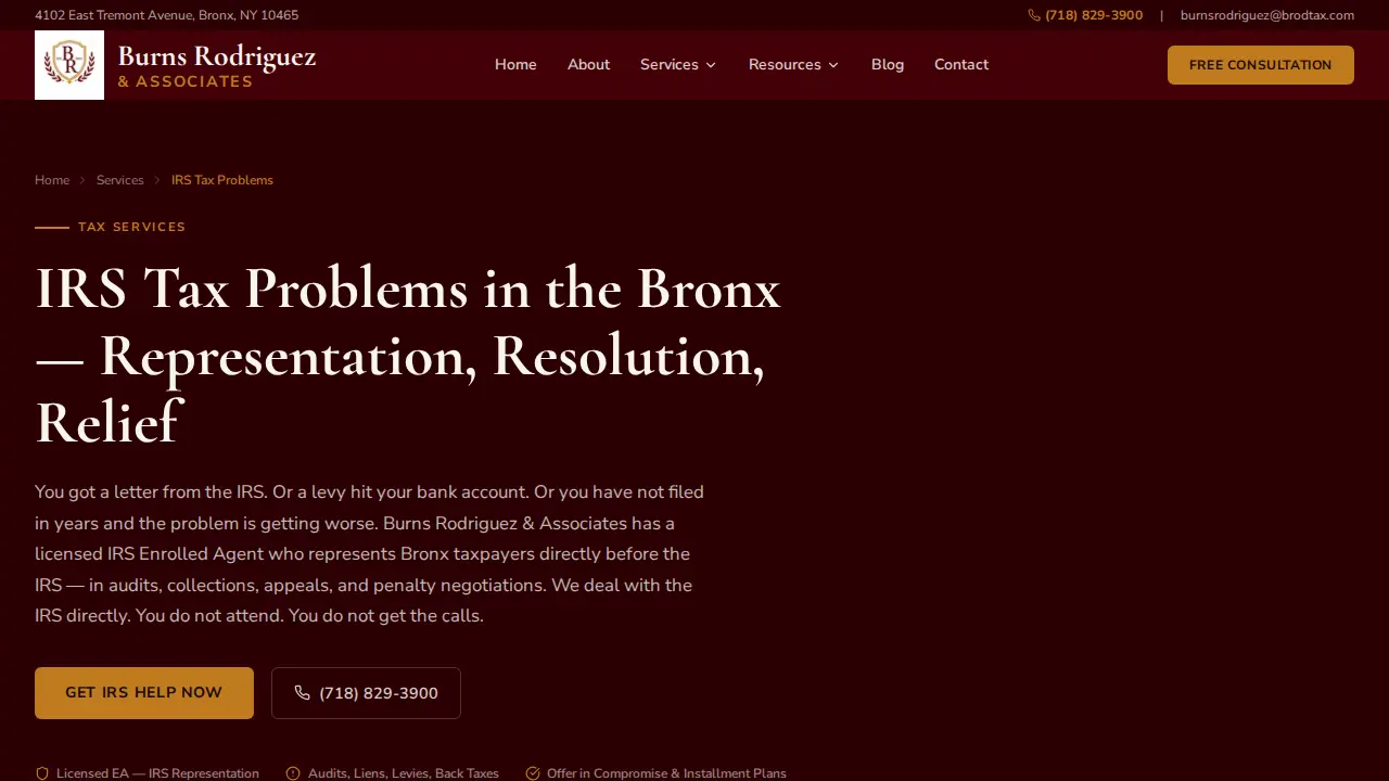 Burns Rodriguez & Associates Tax Services page