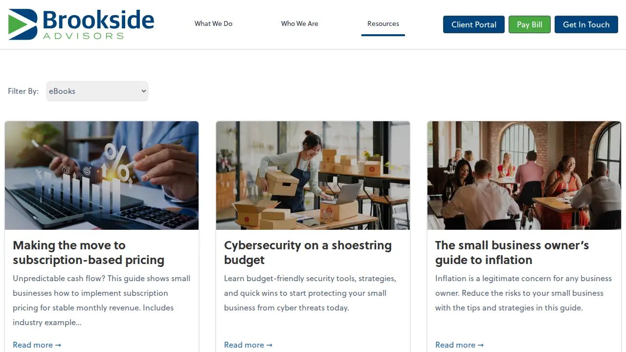 Brookside Advisors page