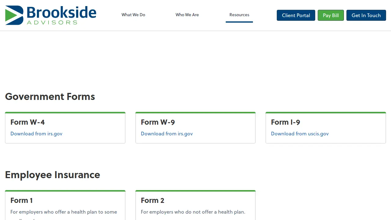 Brookside Advisors page