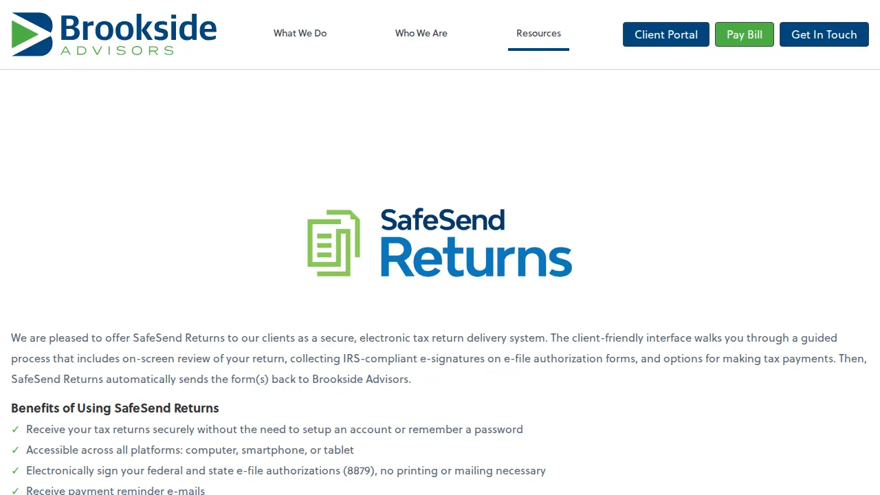 Brookside Advisors page