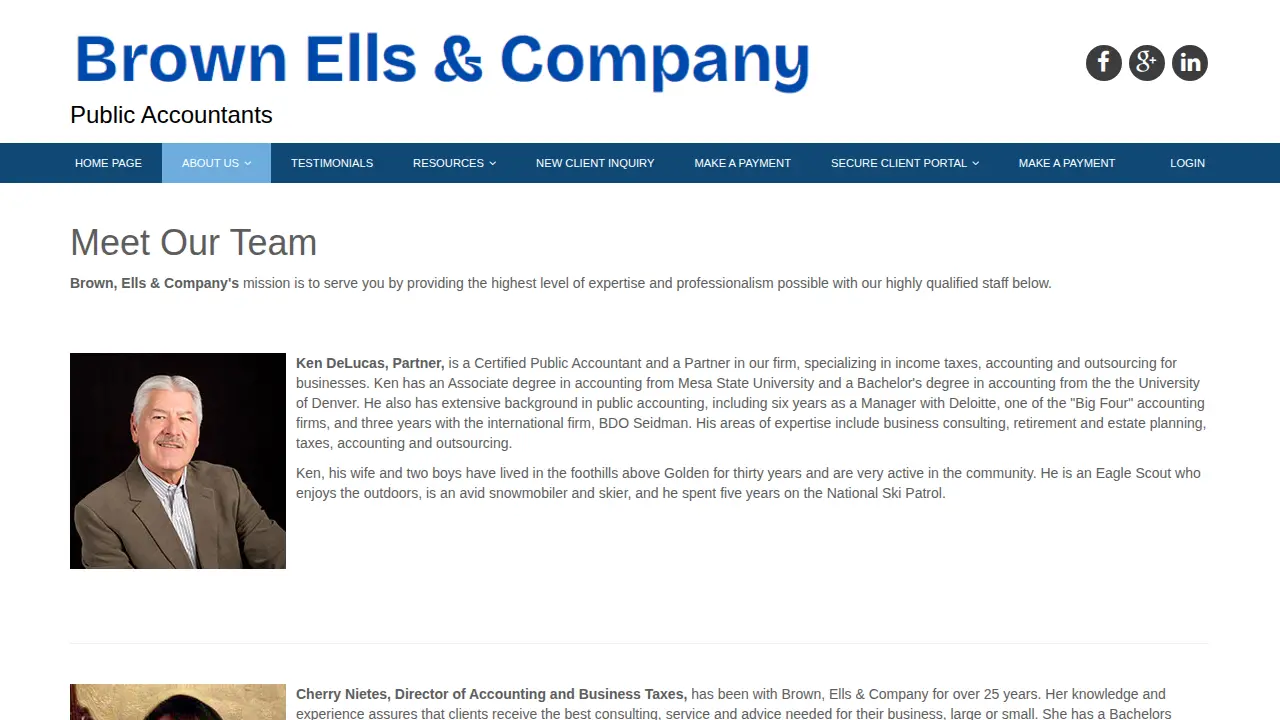 Brown, Ells & Company page