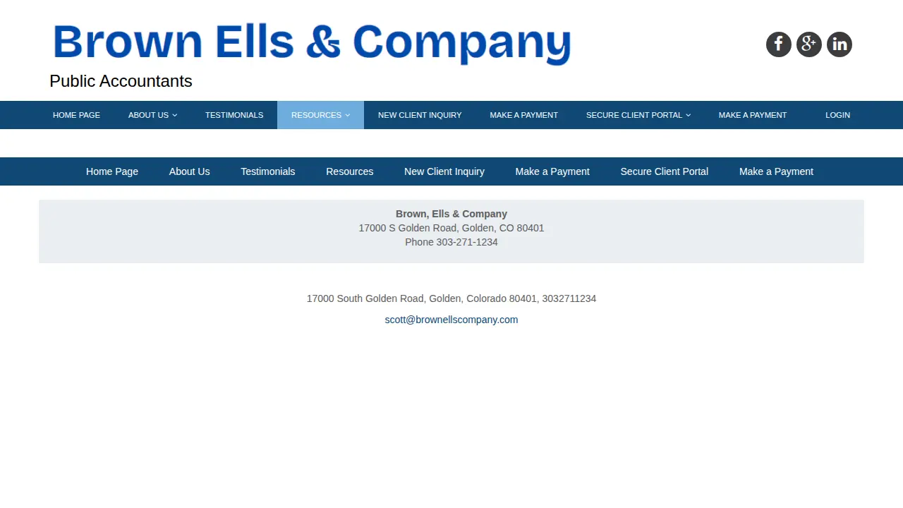 Brown, Ells & Company page