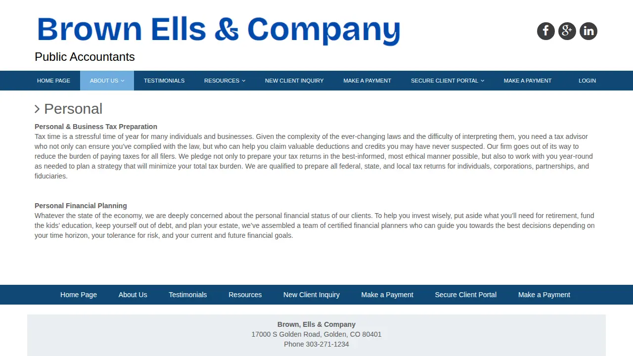 Brown, Ells & Company page