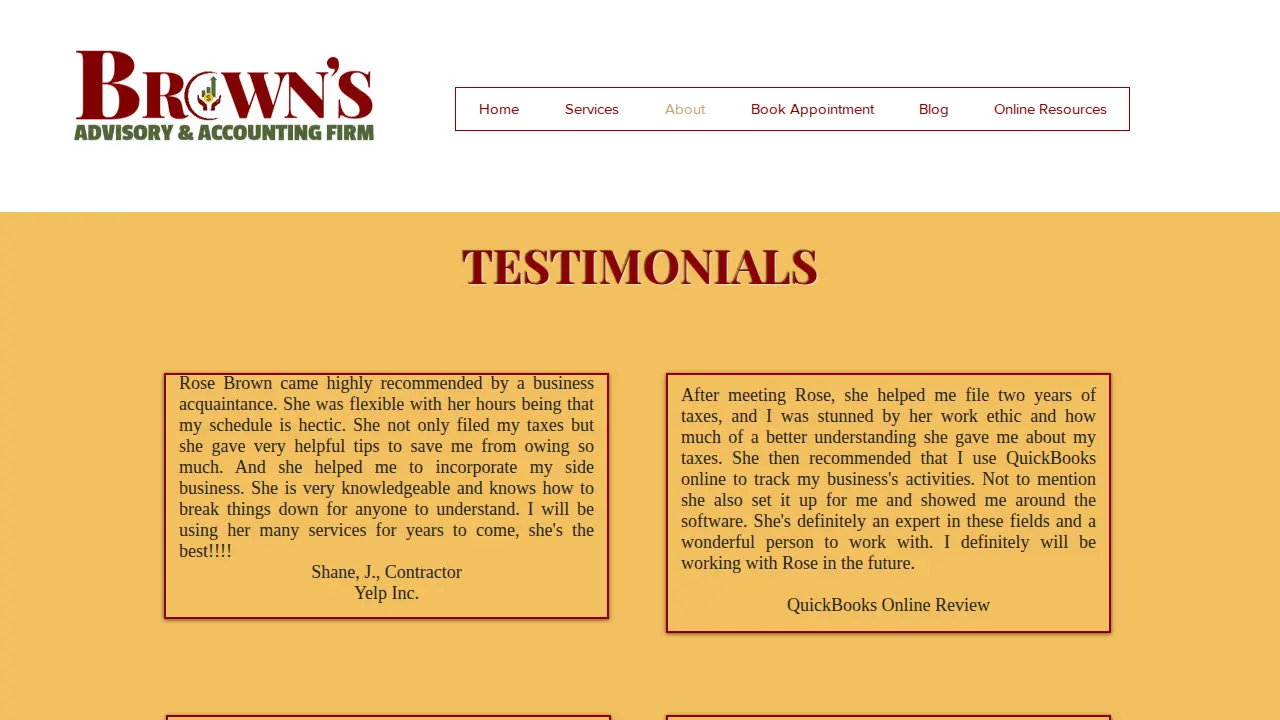 Brown's Advisory & Accounting Firm Inc. page