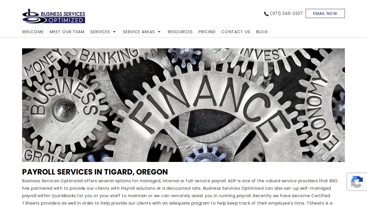 Business Services Optimized page