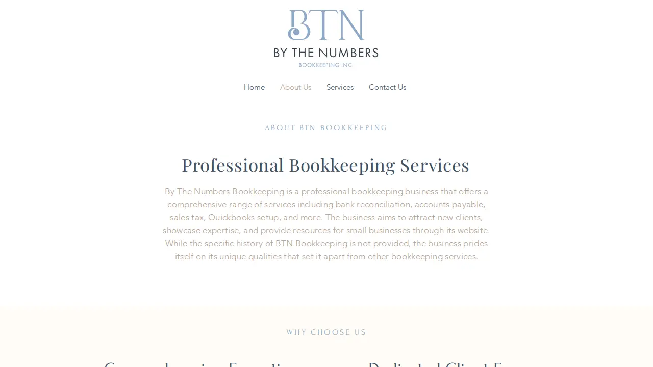 By The Numbers Bookkeeping Inc. page