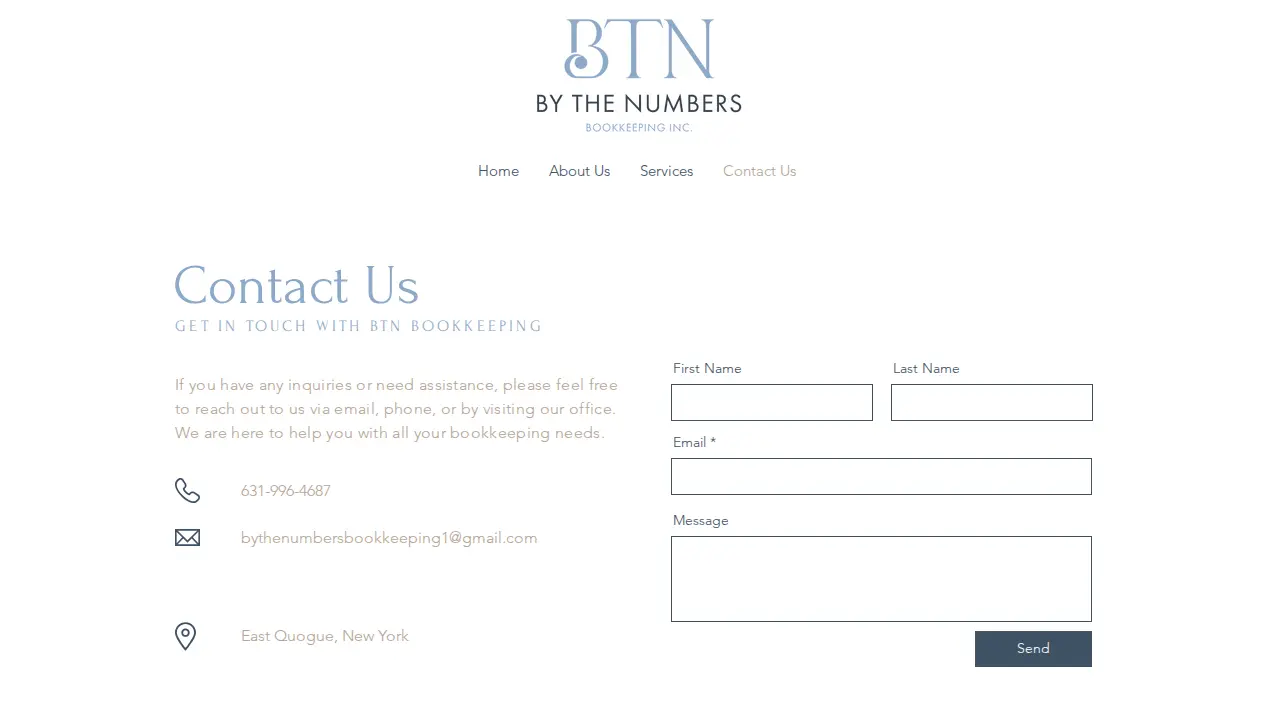 By The Numbers Bookkeeping Inc. page