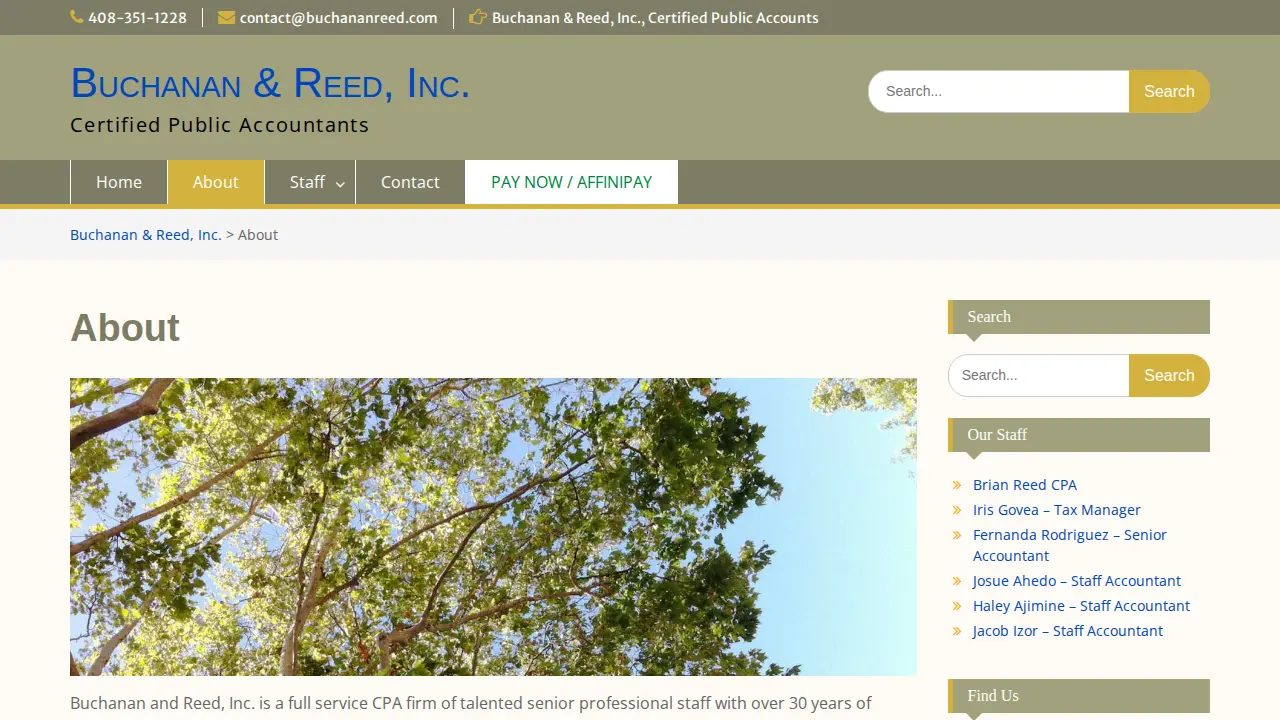 Buchanan & Reed, Inc., San Jose CPA page