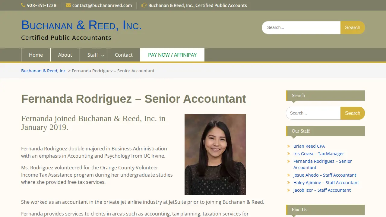 Buchanan & Reed, Inc., San Jose CPA page