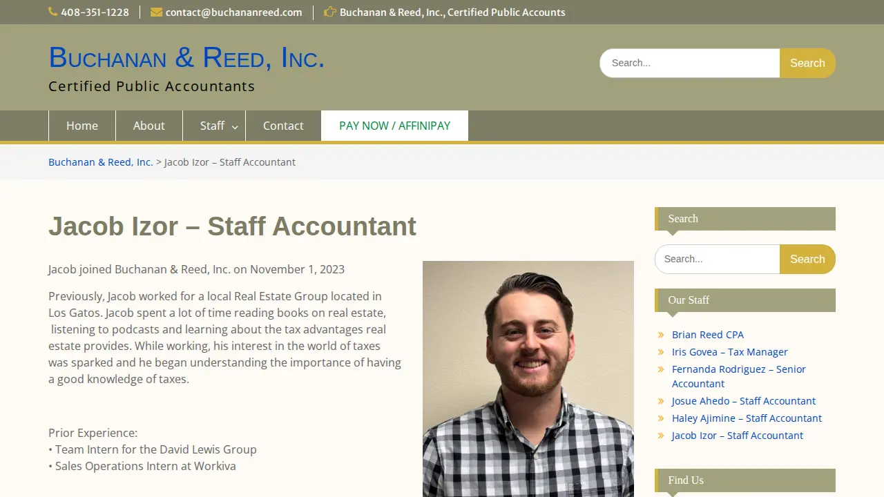Buchanan & Reed, Inc., San Jose CPA page