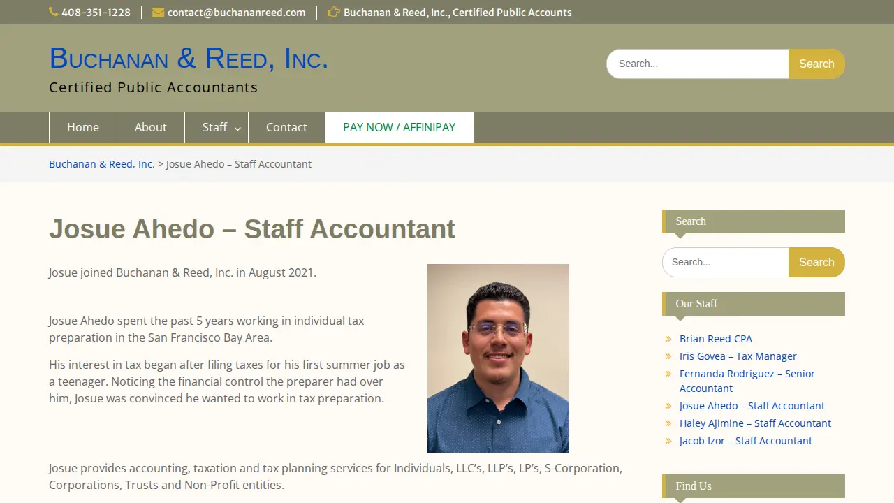 Buchanan & Reed, Inc., San Jose CPA page