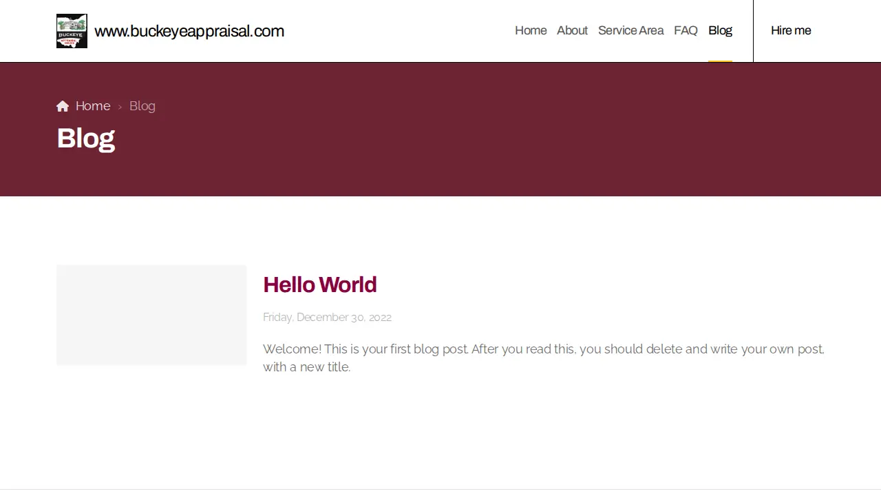 Buckeye Appraisal Services page