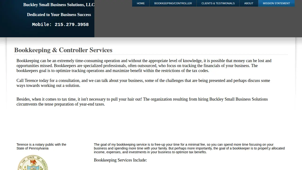Buckley Small Business Solutions page