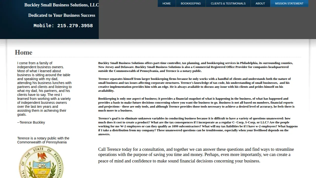 Buckley Small Business Solutions page