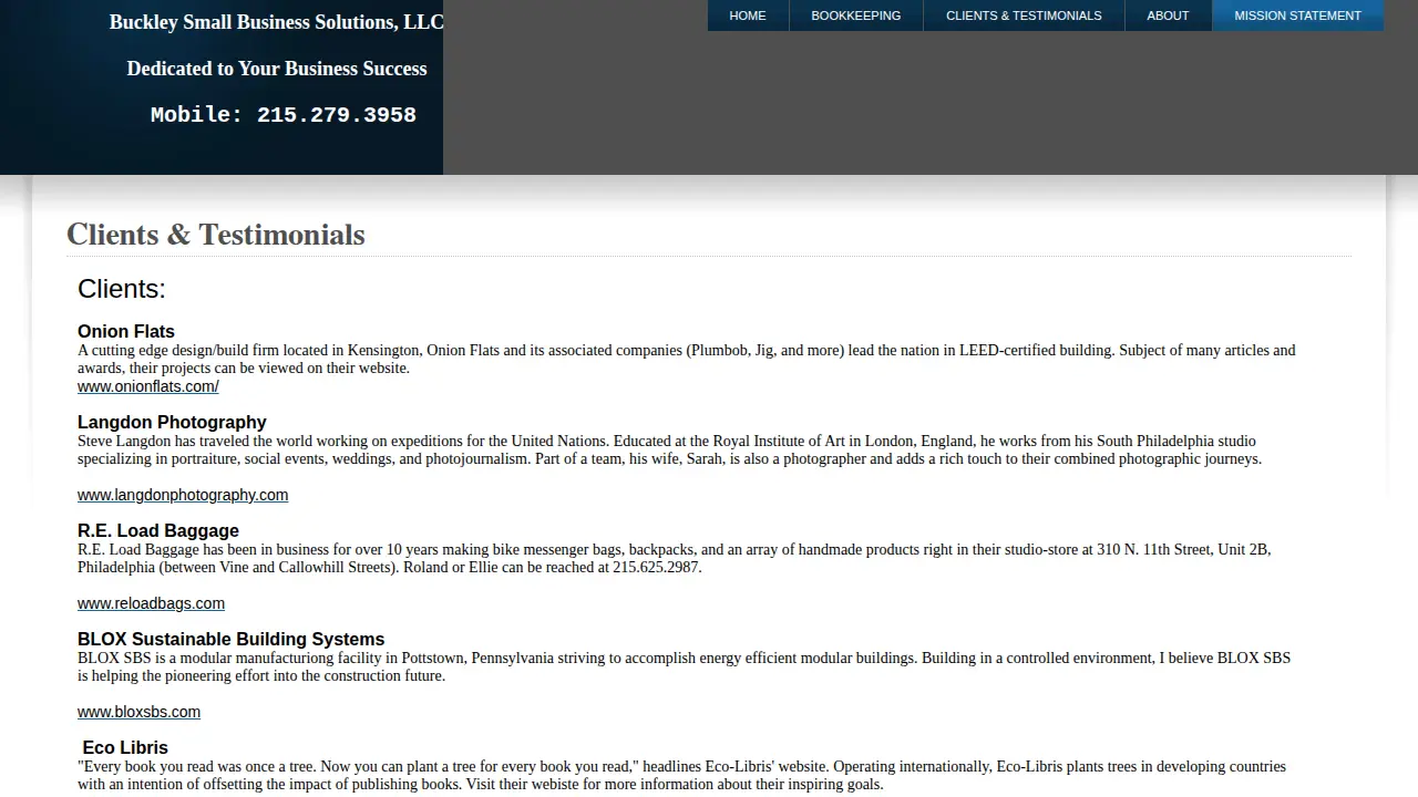 Buckley Small Business Solutions page