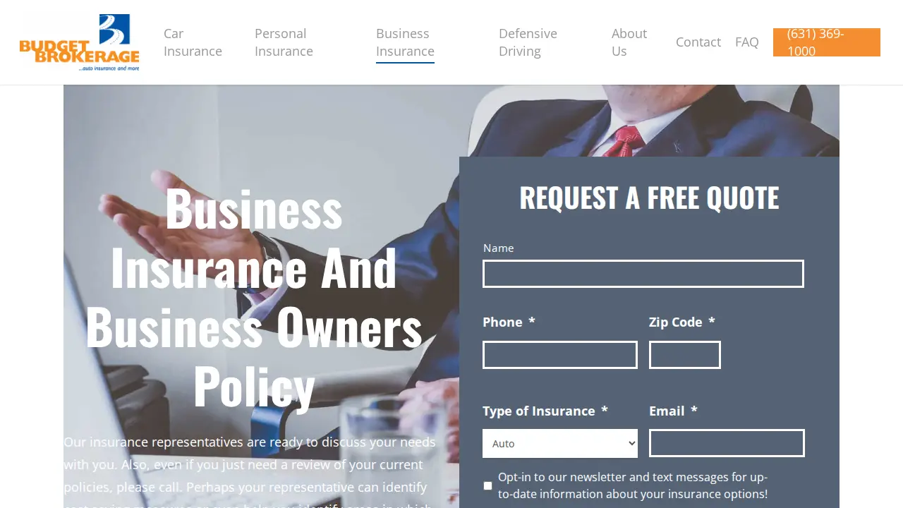 Budget Brokerage Insurance page
