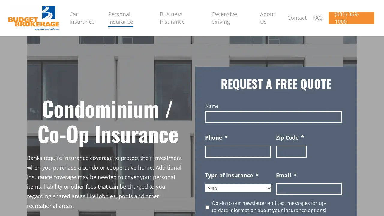 Budget Brokerage Insurance page