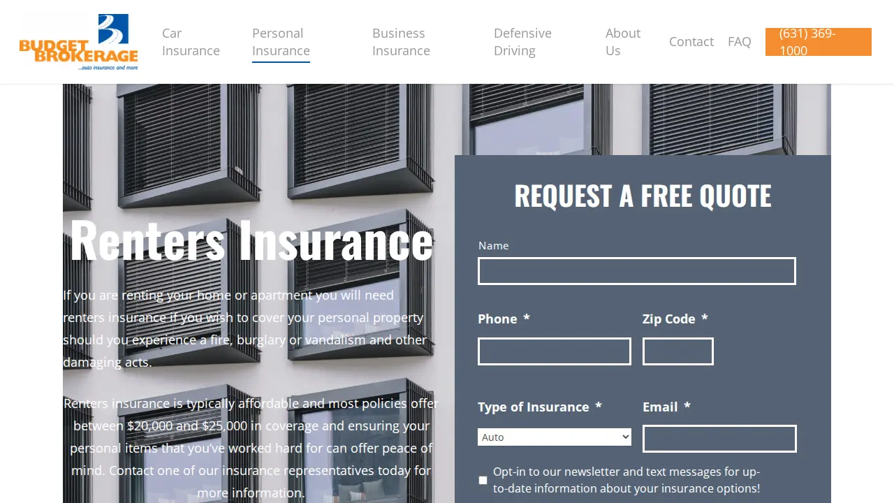 Budget Brokerage Insurance page