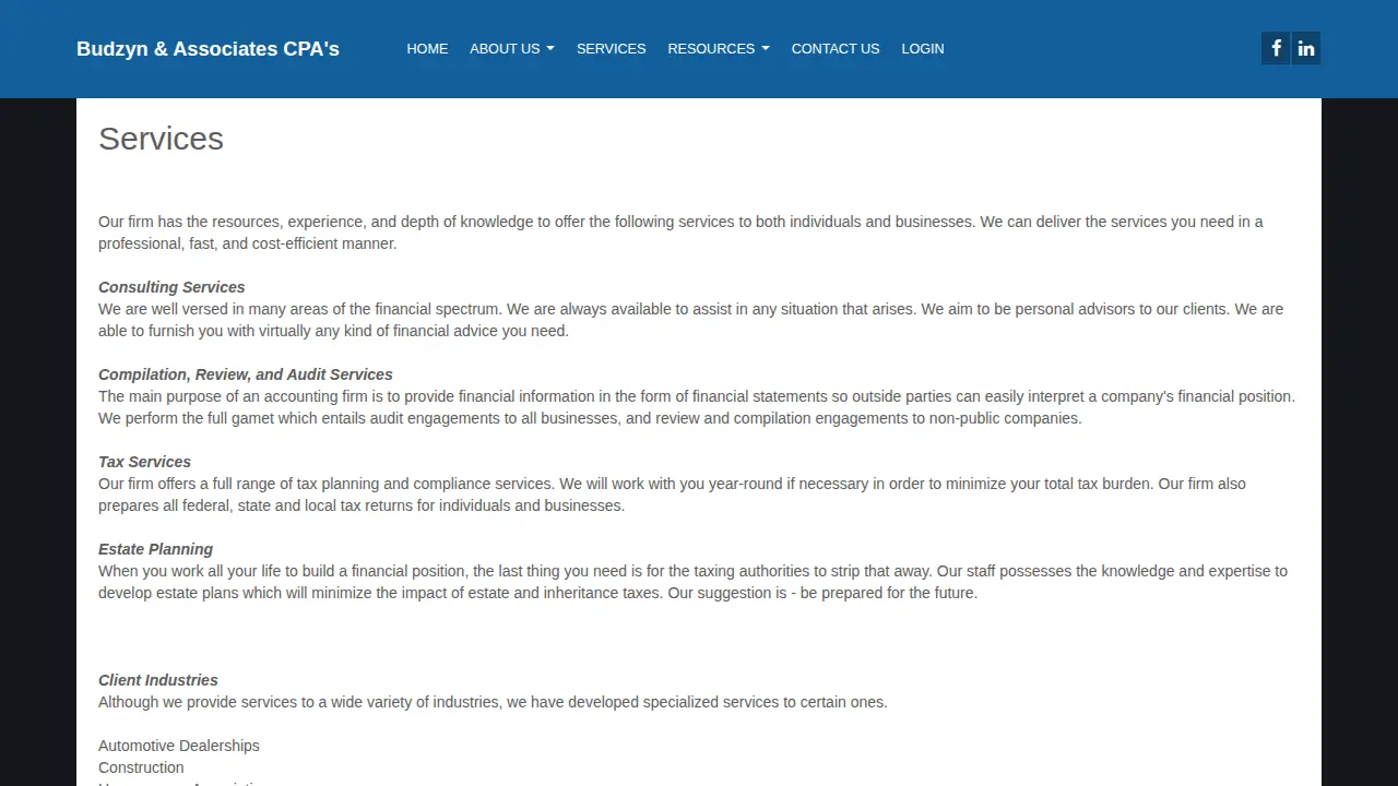 Budzyn & Associates page