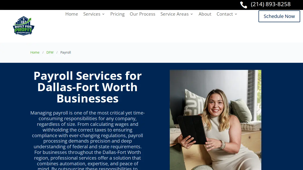 Built For Profit Bookkeeping Service page