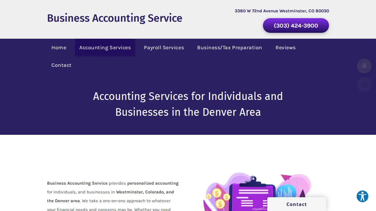 Business Accounting & Tax Preparation Service page