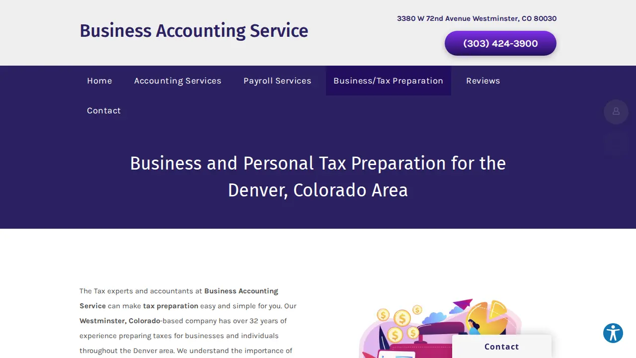 Business Accounting & Tax Preparation Service page