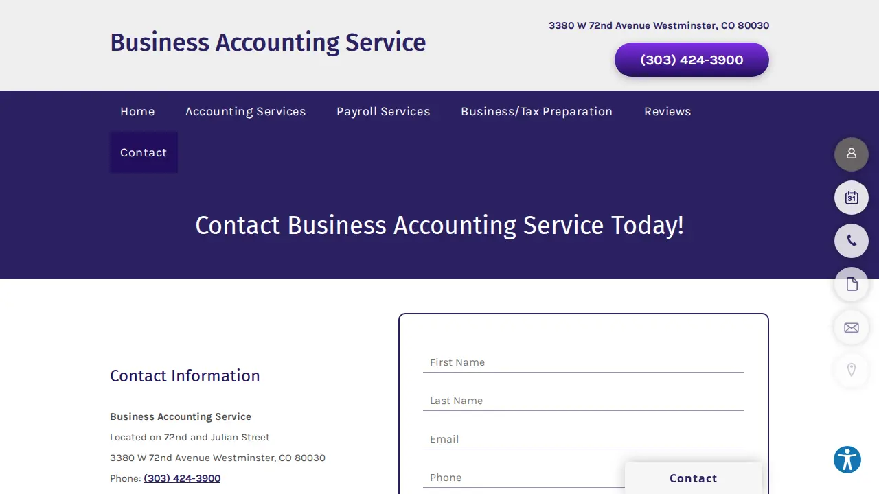 Business Accounting & Tax Preparation Service page