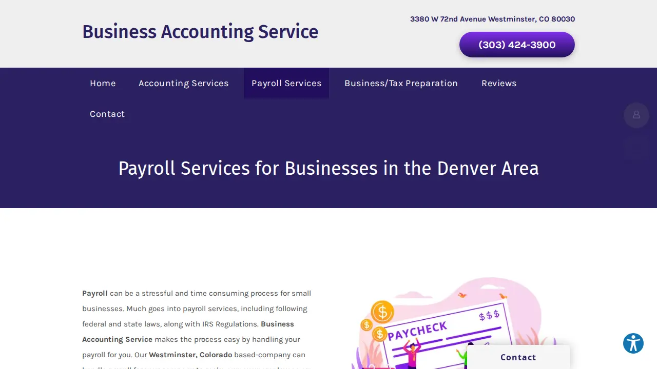 Business Accounting & Tax Preparation Service page