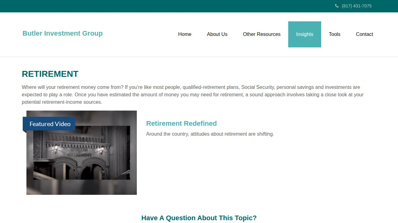 Butler Investment Group page