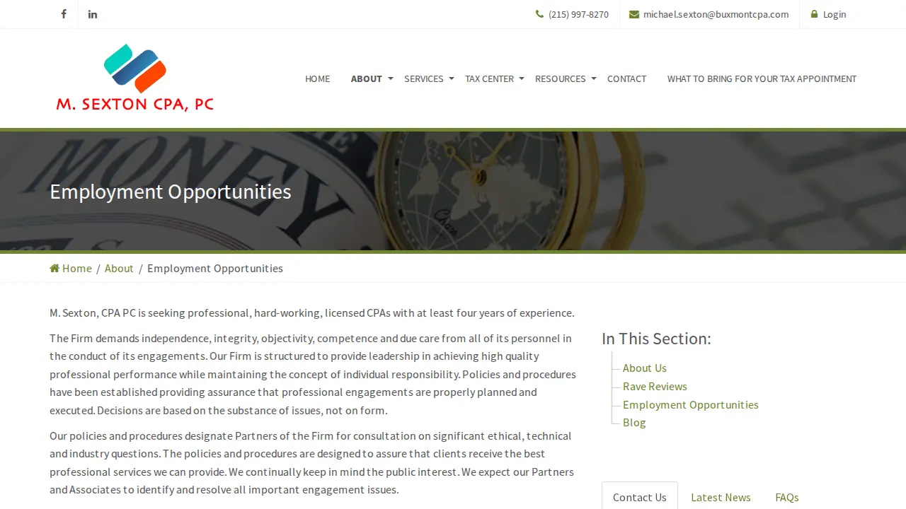 M. Sexton, CPA PC page