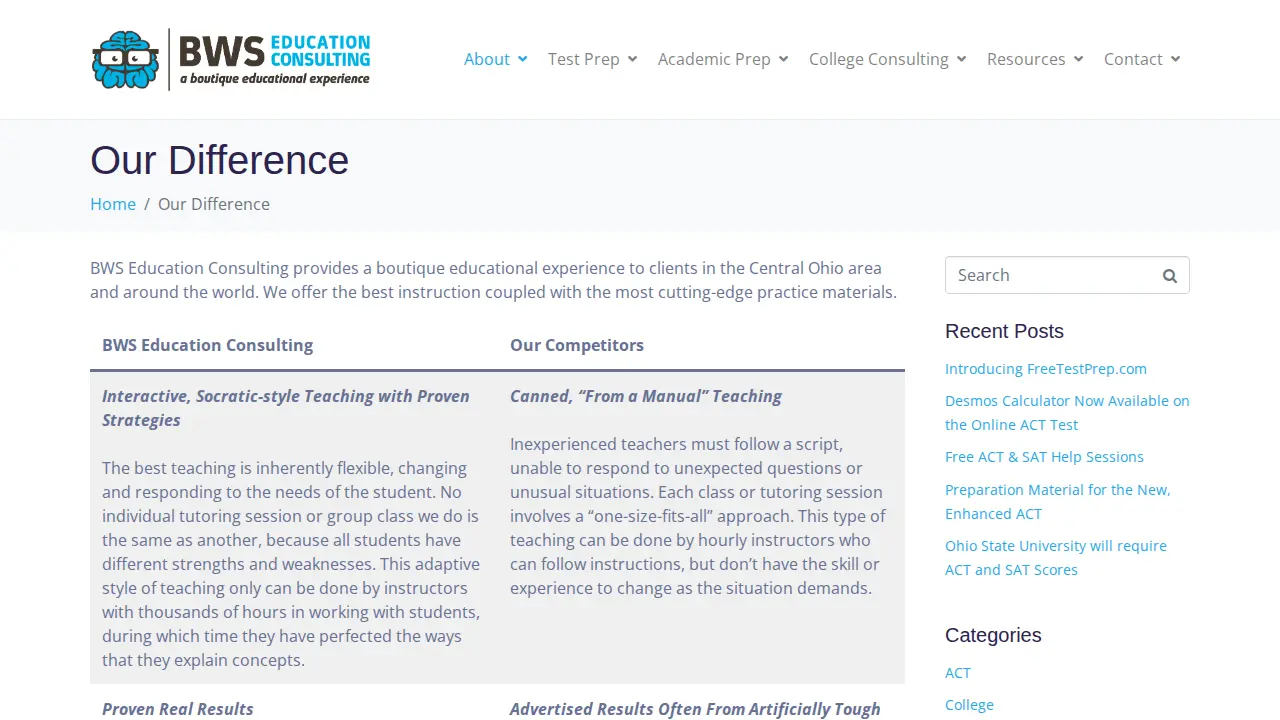 BWS Education Consulting page