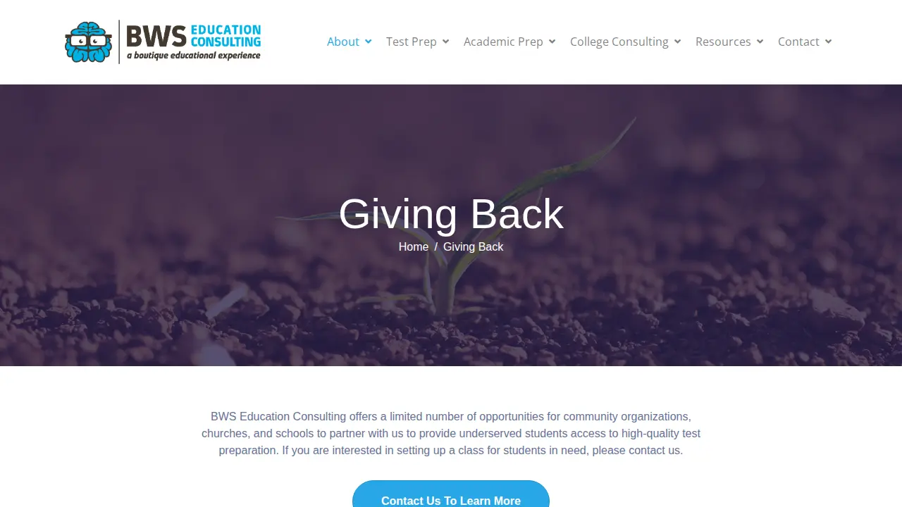 BWS Education Consulting page