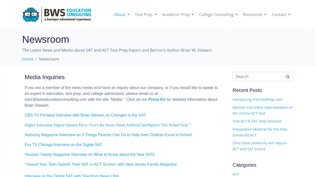 BWS Education Consulting page