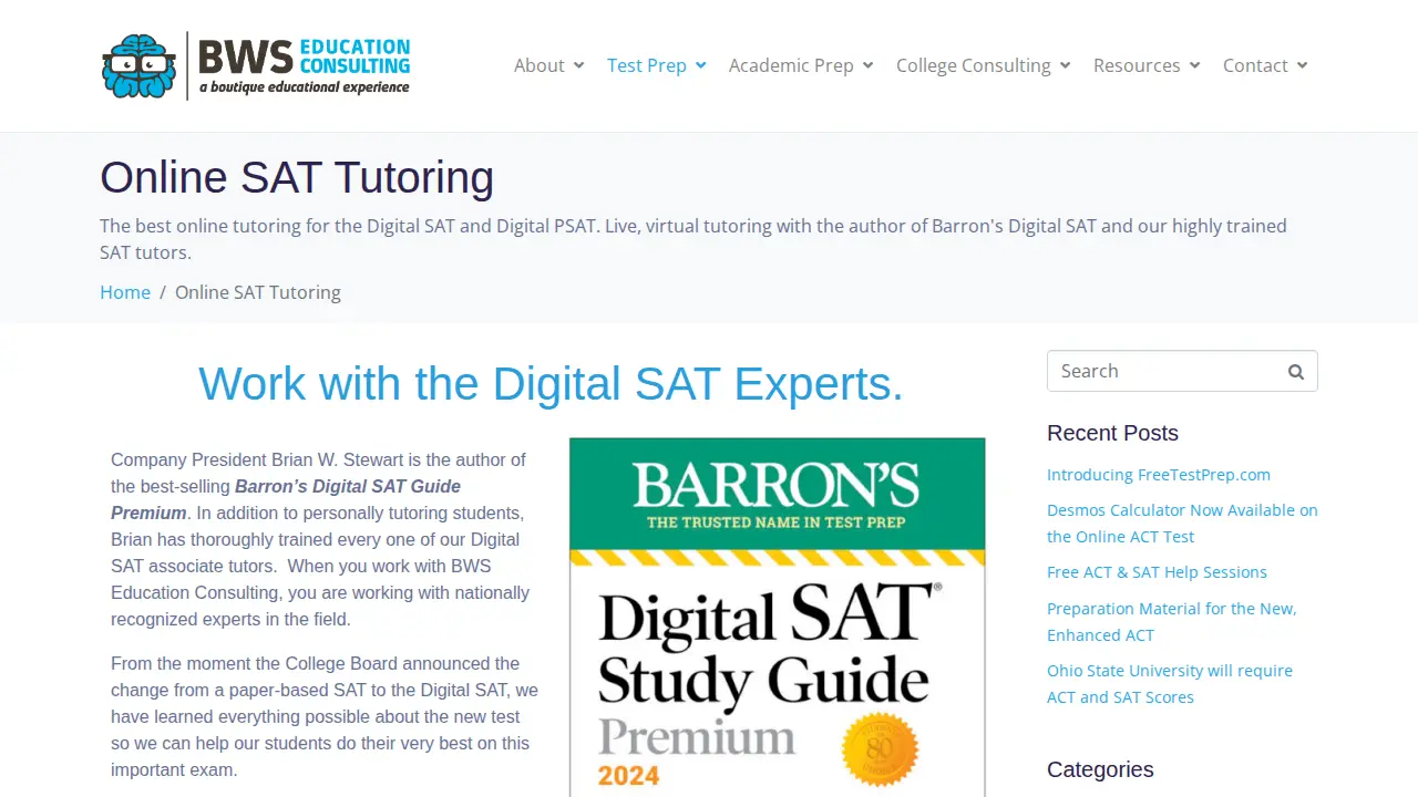 BWS Education Consulting page