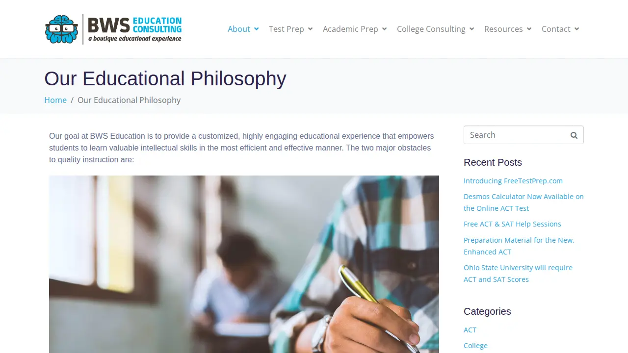 BWS Education Consulting page