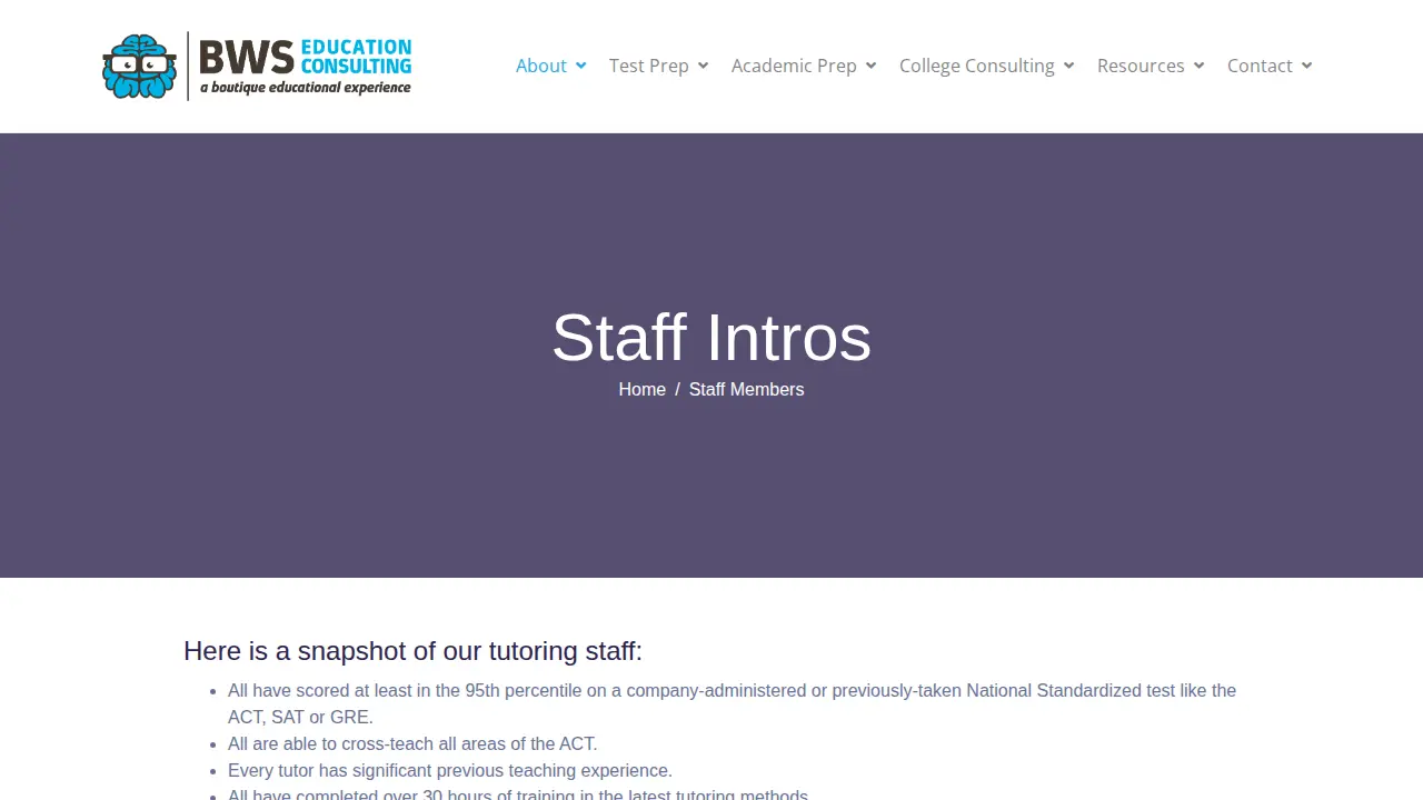 BWS Education Consulting page