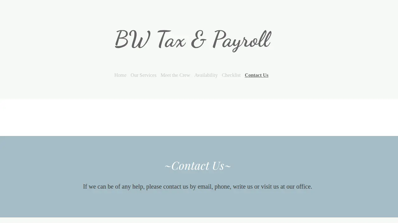B W Tax & Payroll page