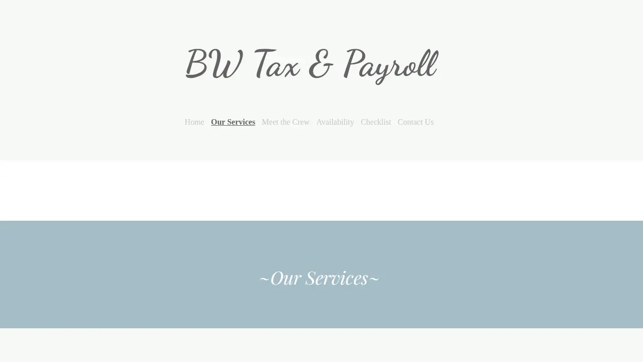 B W Tax & Payroll page