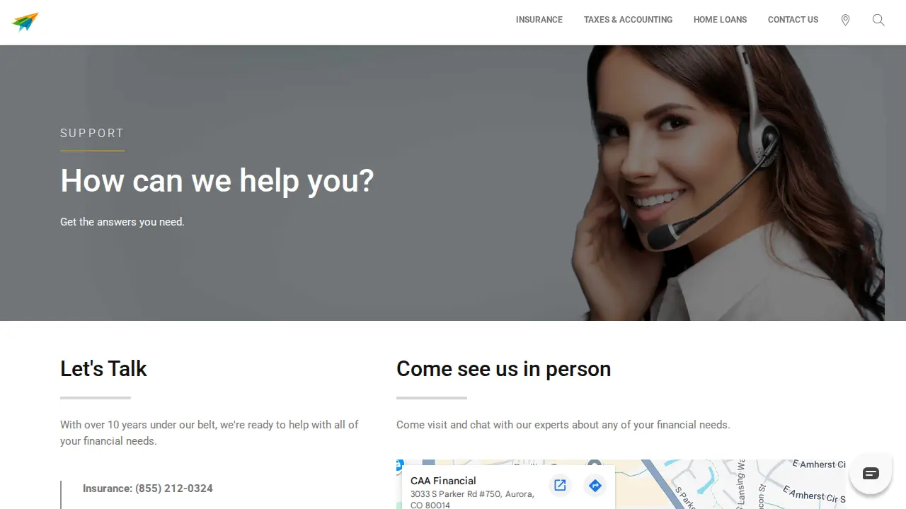 CAA Financial page